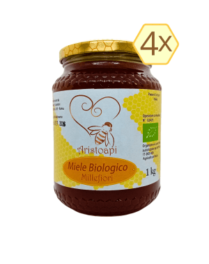 4 vasetti di Miele Millefiori Biologico Aristoapi da 1kg – confezione risparmio